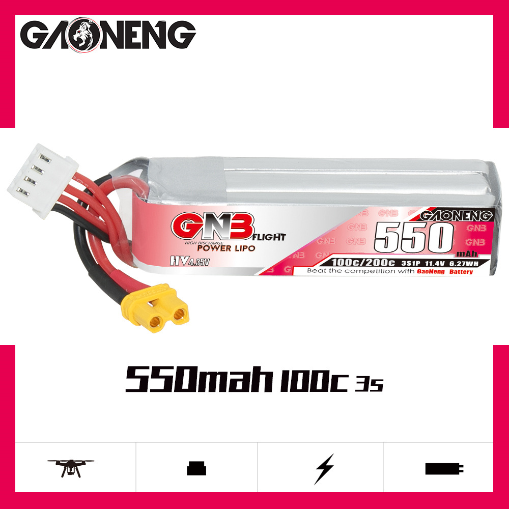GNB HV 11.4V 550mAh 100C/200C  - Fpv Drone Battery 评论和价格