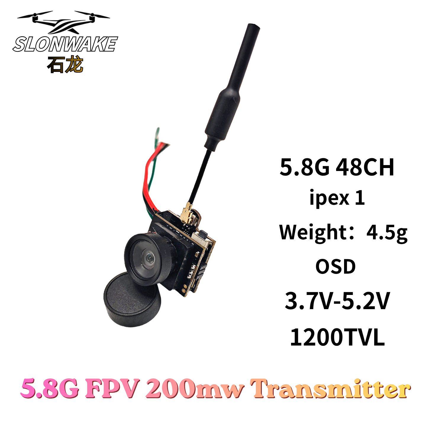 Slonwake 5.8G 48CH 200mW FPV D - Fpv Drone Vtx 评论和价格