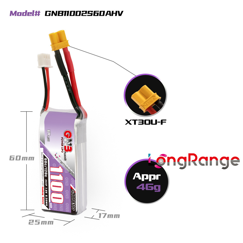 GNB 1100mAh 2S 3S 4S 6S 60C/12 - Fpv Drone Battery 评论和价格