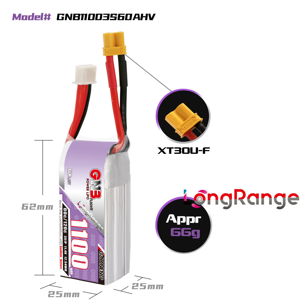 GNB 1100mAh 2S 3S 4S 6S 60C/12 - Fpv Drone Battery 评论和价格