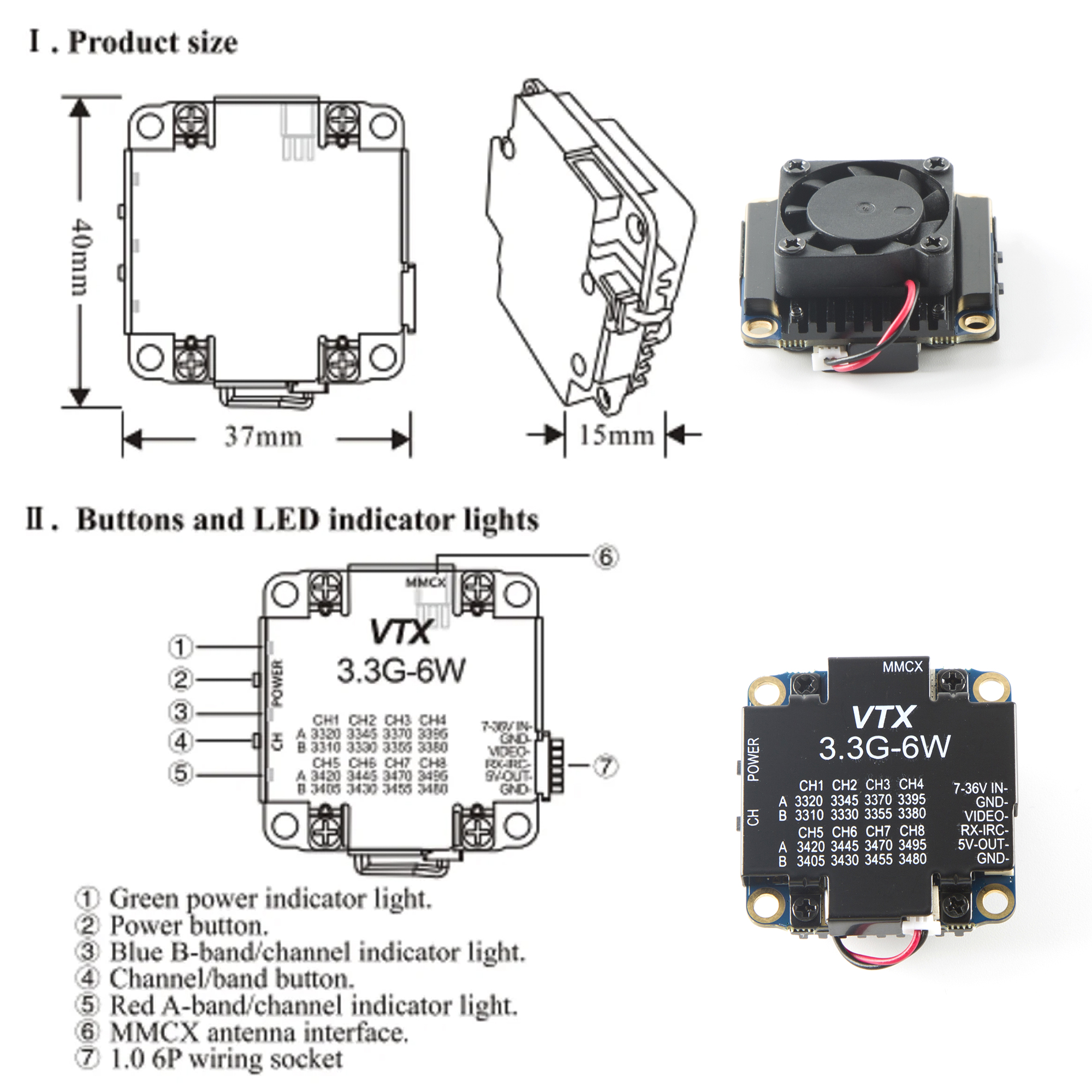 FPV Video Transmitter 3.3G 6W  - Fpv Drone Vtx 评论和价格